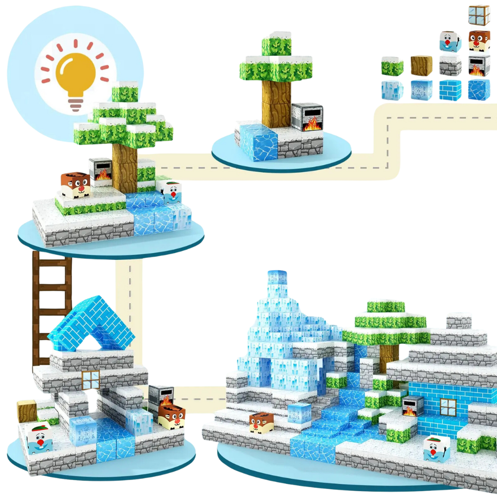 MagnaCraft™ STEM Klocki Magnetyczne - Kraina Lodu