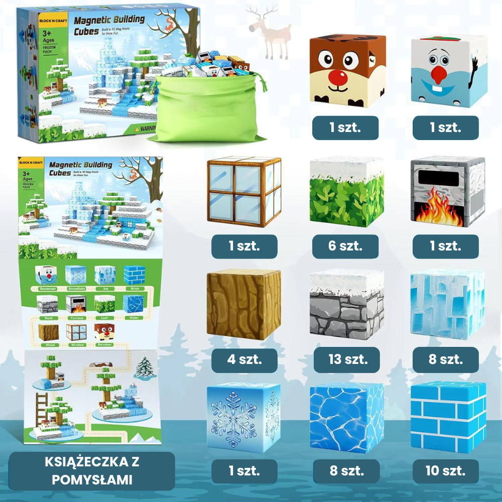 MagnaCraft™ STEM Klocki Magnetyczne - Kraina Lodu