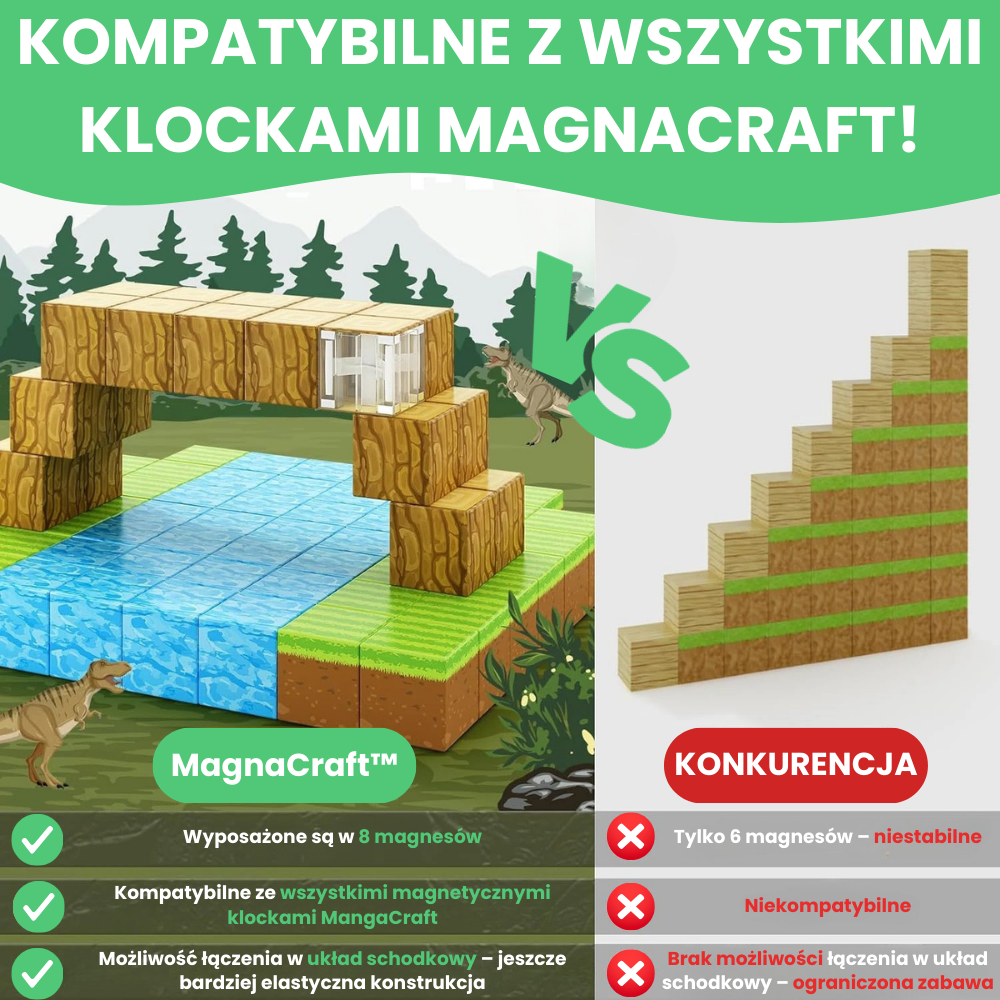 MagnaCraft™ STEM Klocki Magnetyczne - Podwójna Przygoda (200szt.)