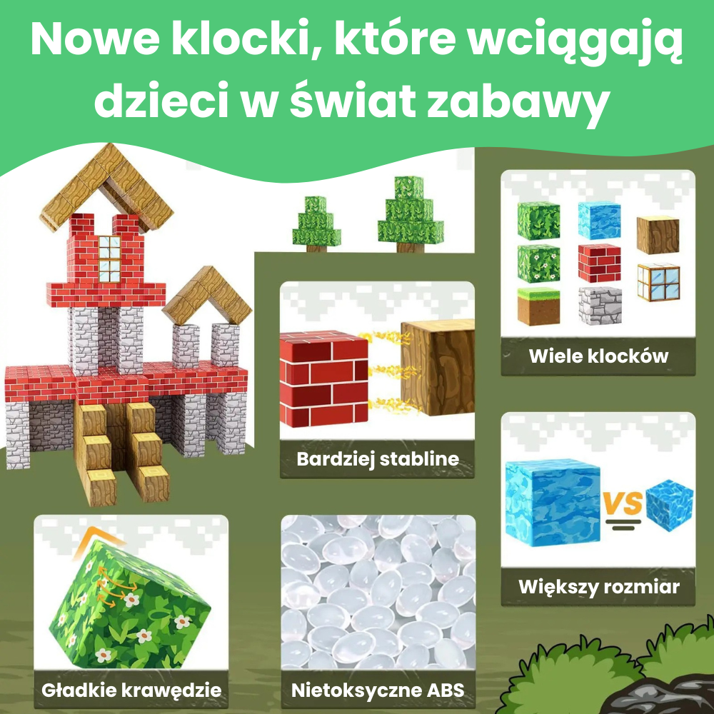 MagnaCraft™ STEM Klocki Magnetyczne - Podwójna Przygoda (200szt.)