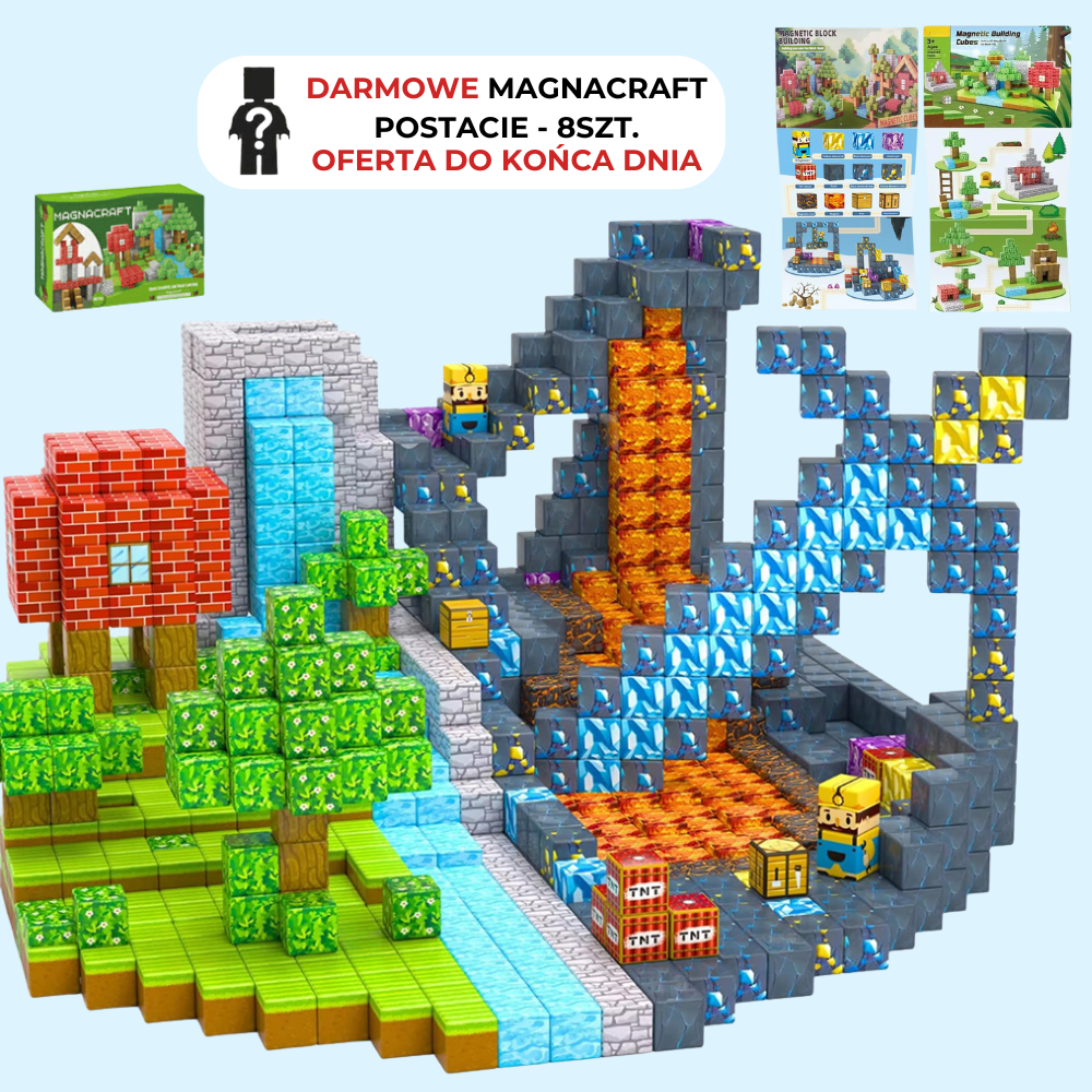 MagnaCraft™ STEM Klocki Magnetyczne - Podwójna Przygoda (200szt.)